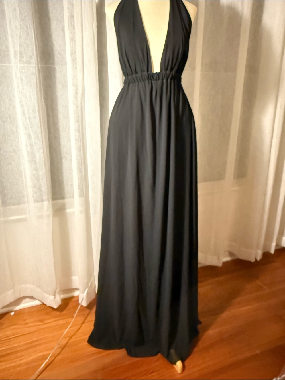 Show Me Your MuMu Black Halter Plunge Maxi Dress